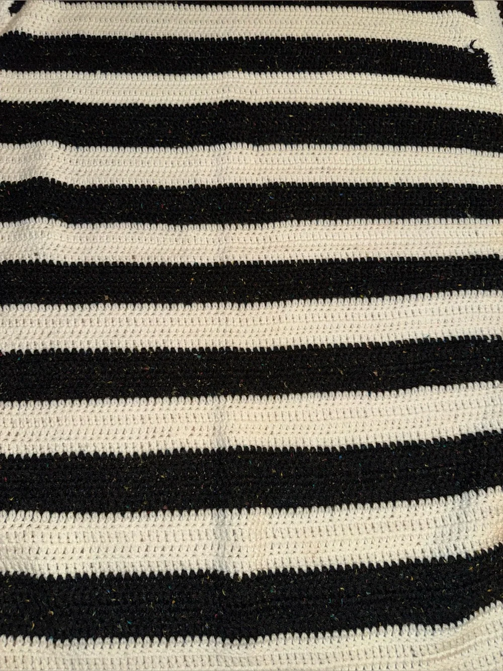 Black and White Striped Crochet baby blanket
